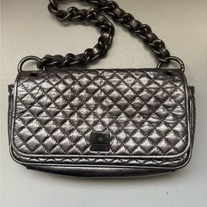Francesco Biasia Quilted Silver Crossbody Bag